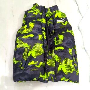 Puma Puffer Vest/Jacket Boys Quilted green/Gray Size 5